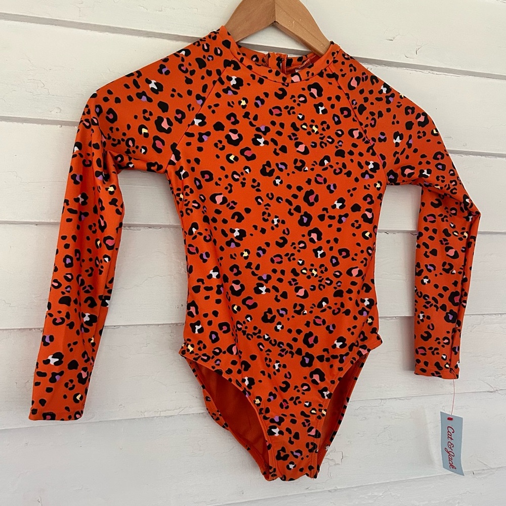 NWT Cat & Jack Swimsuit Sz 8 One Piece Rash Guard